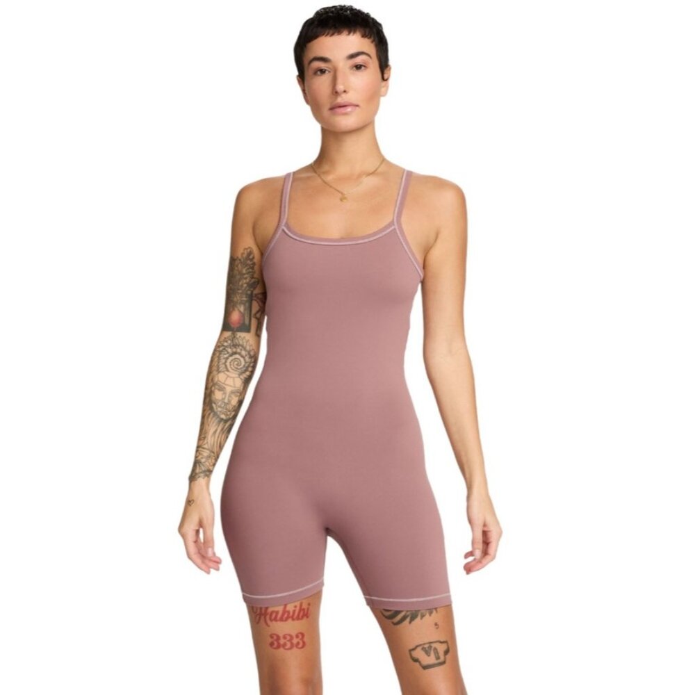 Nike Women's One Dri-Fit Short Bodysuit Size XL in Smokey Mauve